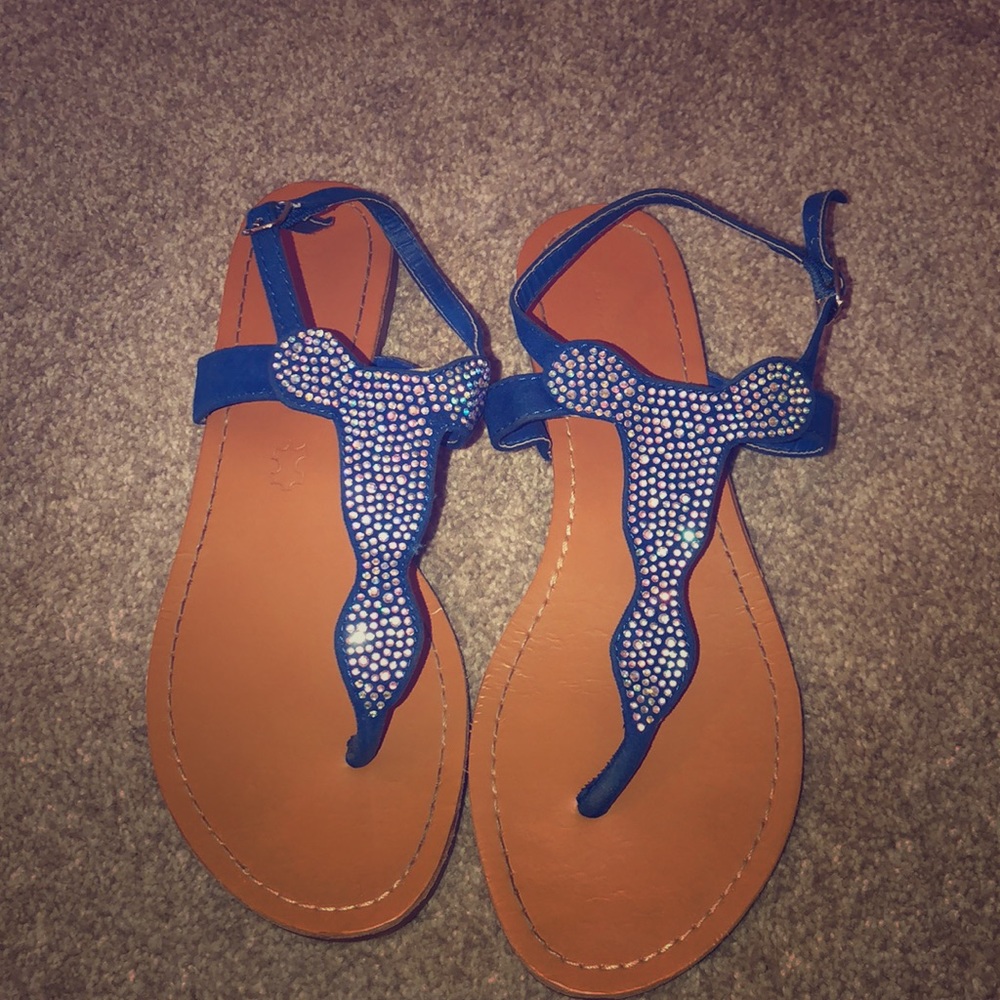 Blue sparkly sandals